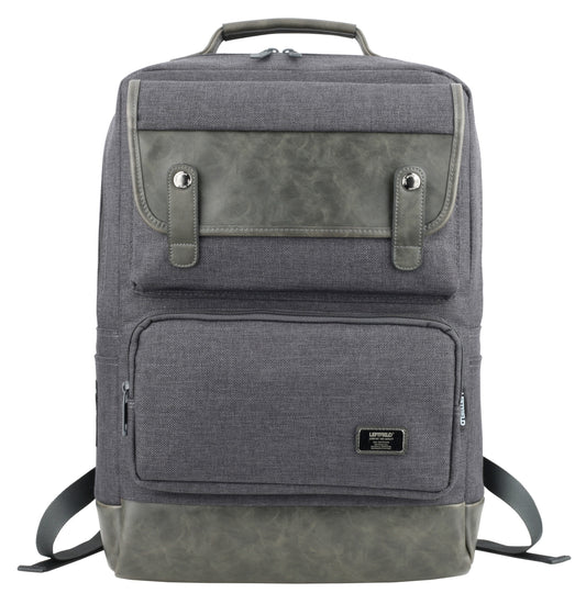 Black Canvas Faux Leather Paneled Casual Laptop Backpacks