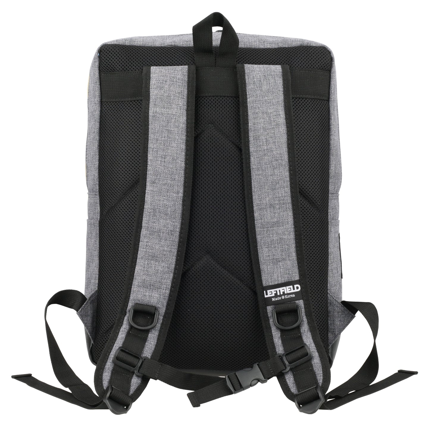 Gray Faux Leather Paneled Canvas Satchel Backpacks