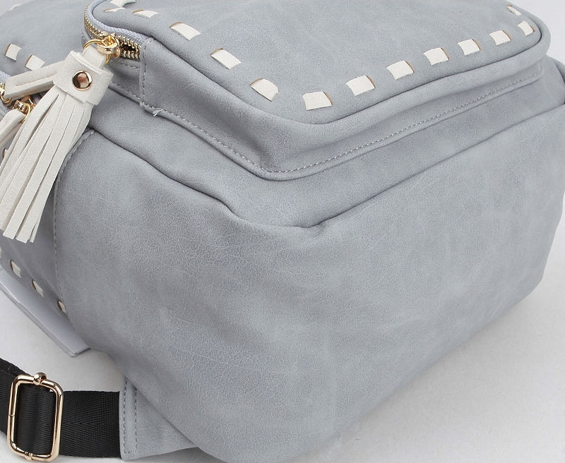 Gray Stitch Tassel Mini Backpacks