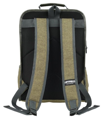 Khaki Green Vintage Canvas Faux Leather School Backpacks