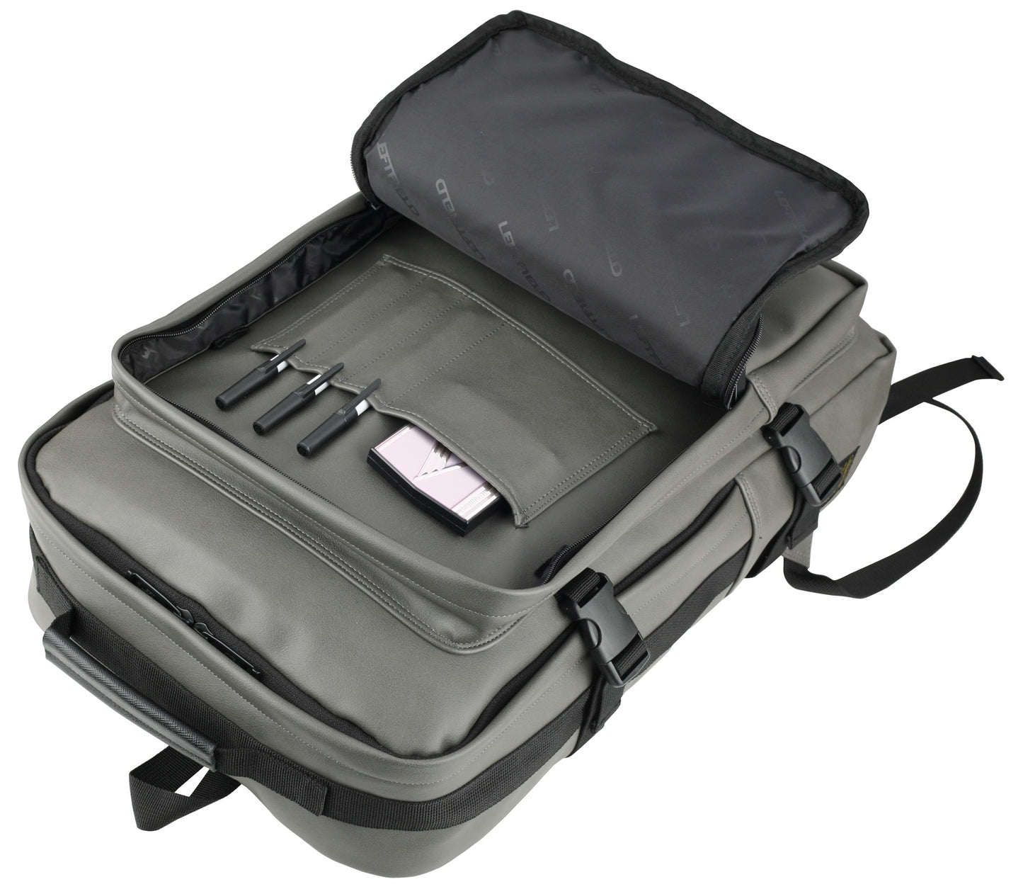 Grey Faux Leather Square Backpacks