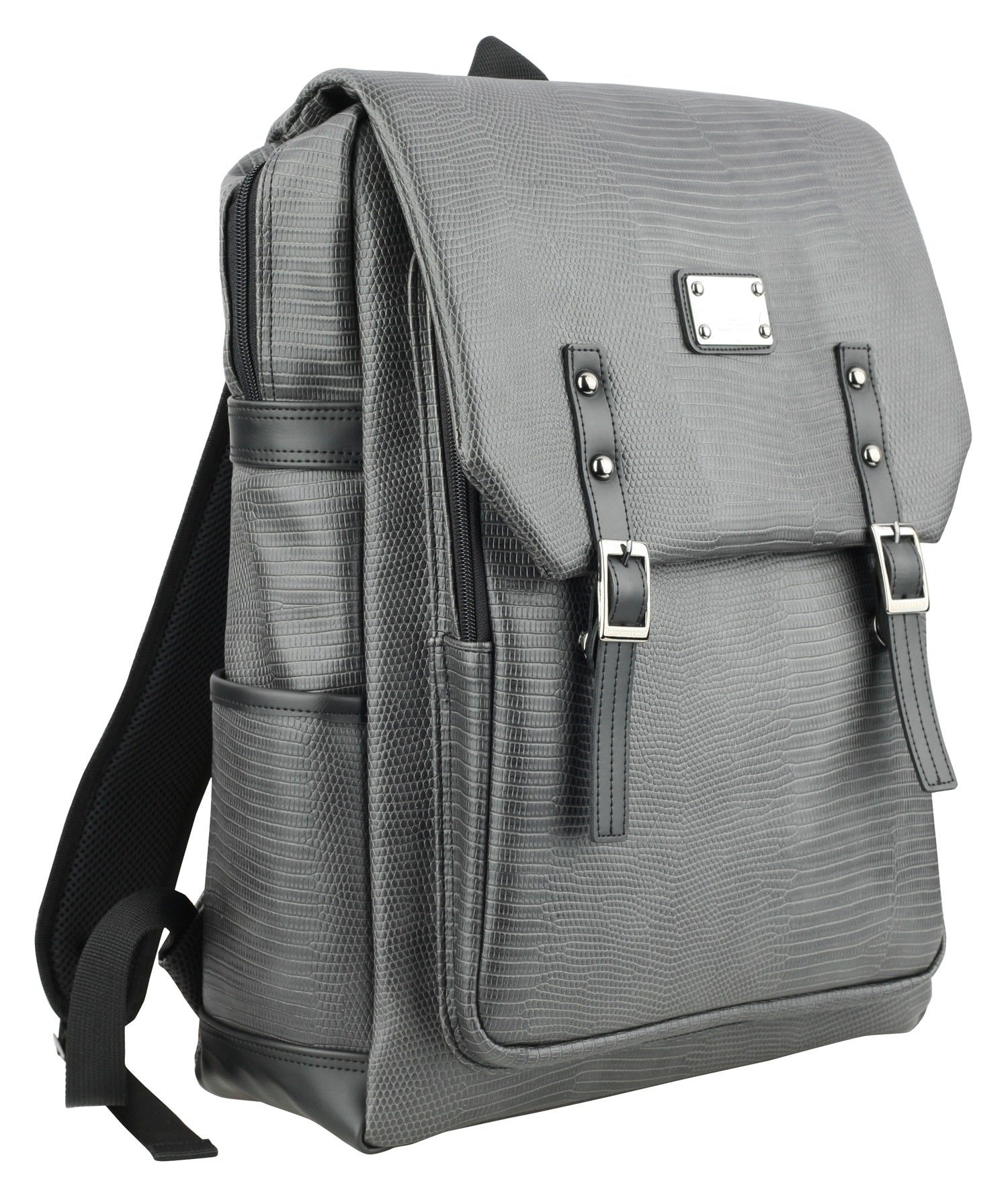 Grey Faux Leather School Laptop Satchel Backpacks