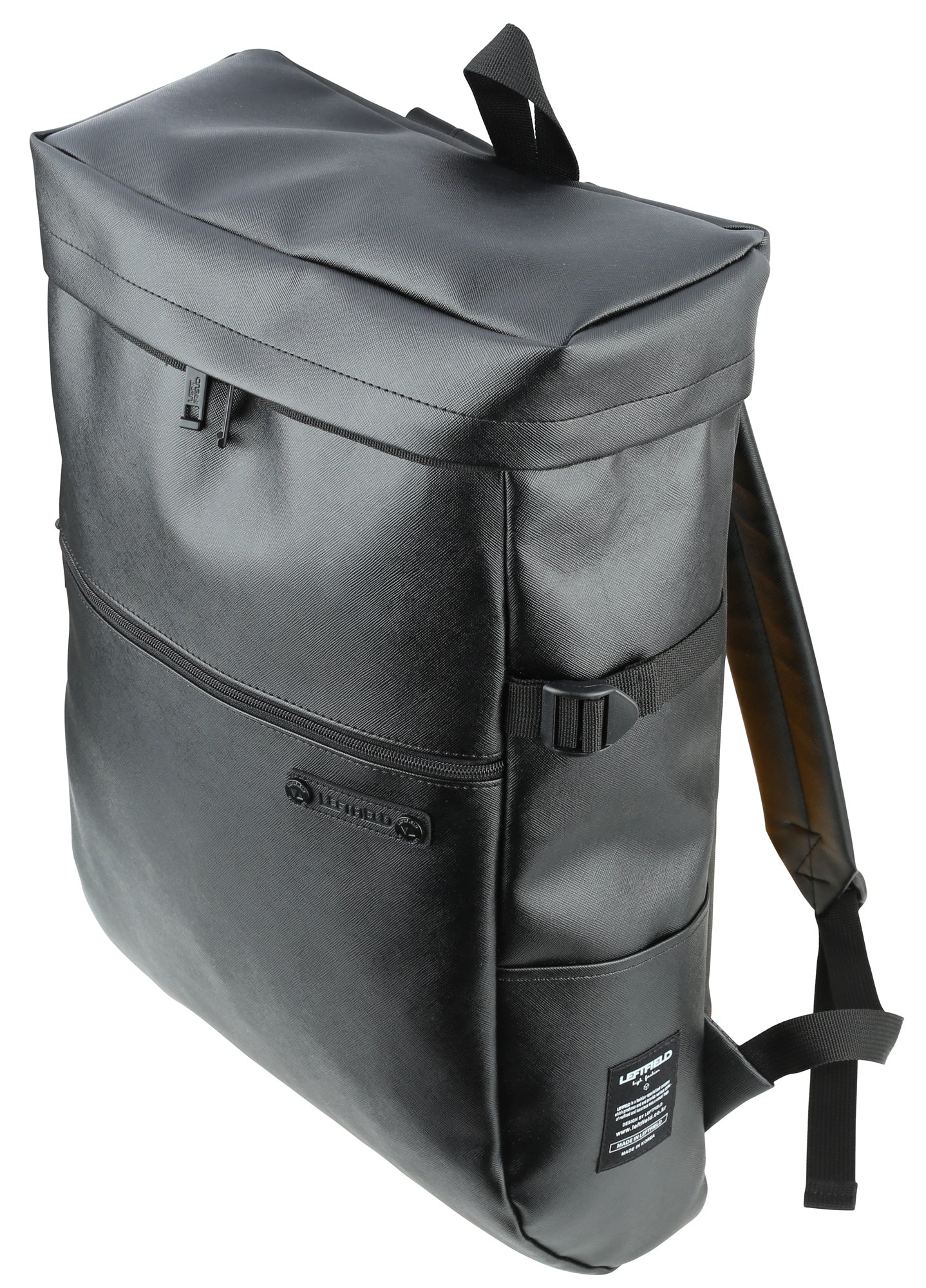 Black Synthetic Leather Casual School Backpacks