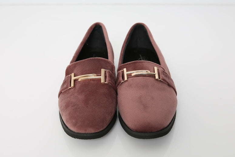 Gold Chain Faux Suede Loafers Shoes