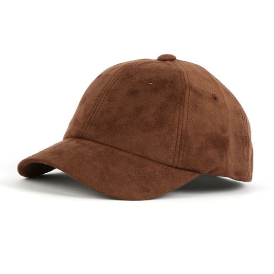 Brown Synthetic Suede Baseball Caps