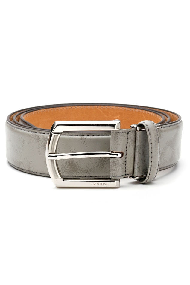 Gray Classic Soft Genuine Italy Calf Leather Belts