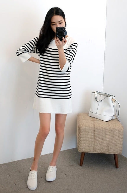 Striped Casual T-Shirt Dresses