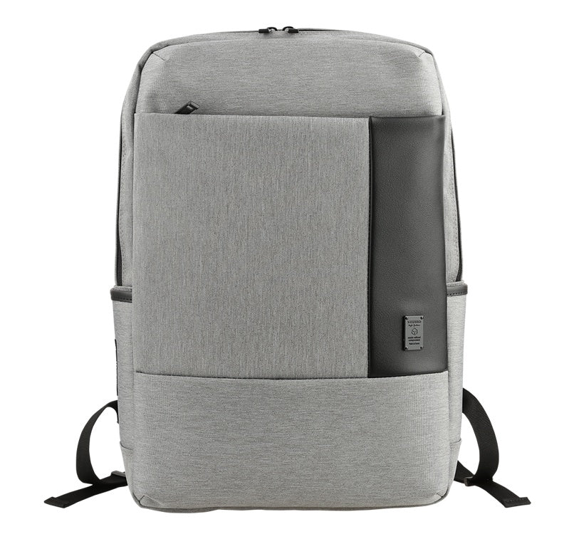 Gray Faux Leather Panel School Backpacks