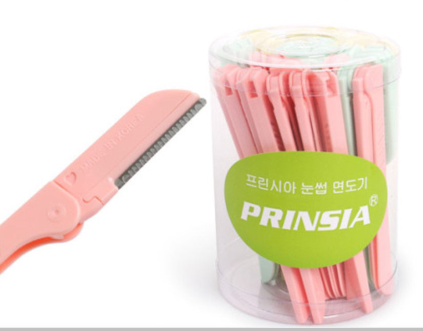 PRINSIA 36 Pcs Portable Collapsible Eyebrow Knife Safety Eyebrow Razor Shaver Shaper Beauty Tools