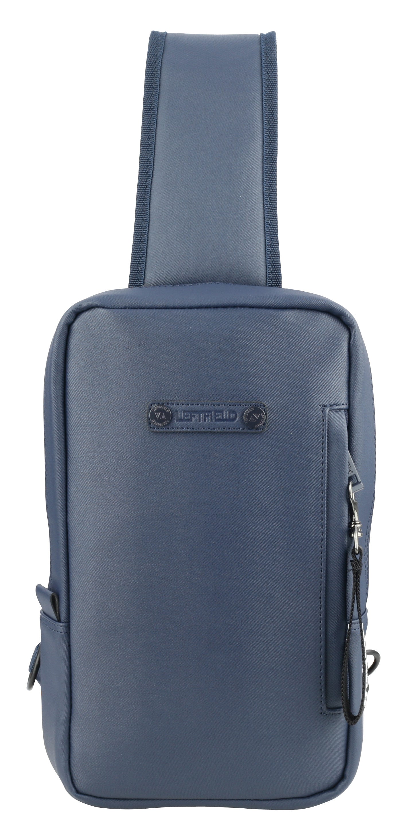 Navy Blue Faux Leather Sling Messenger Bags