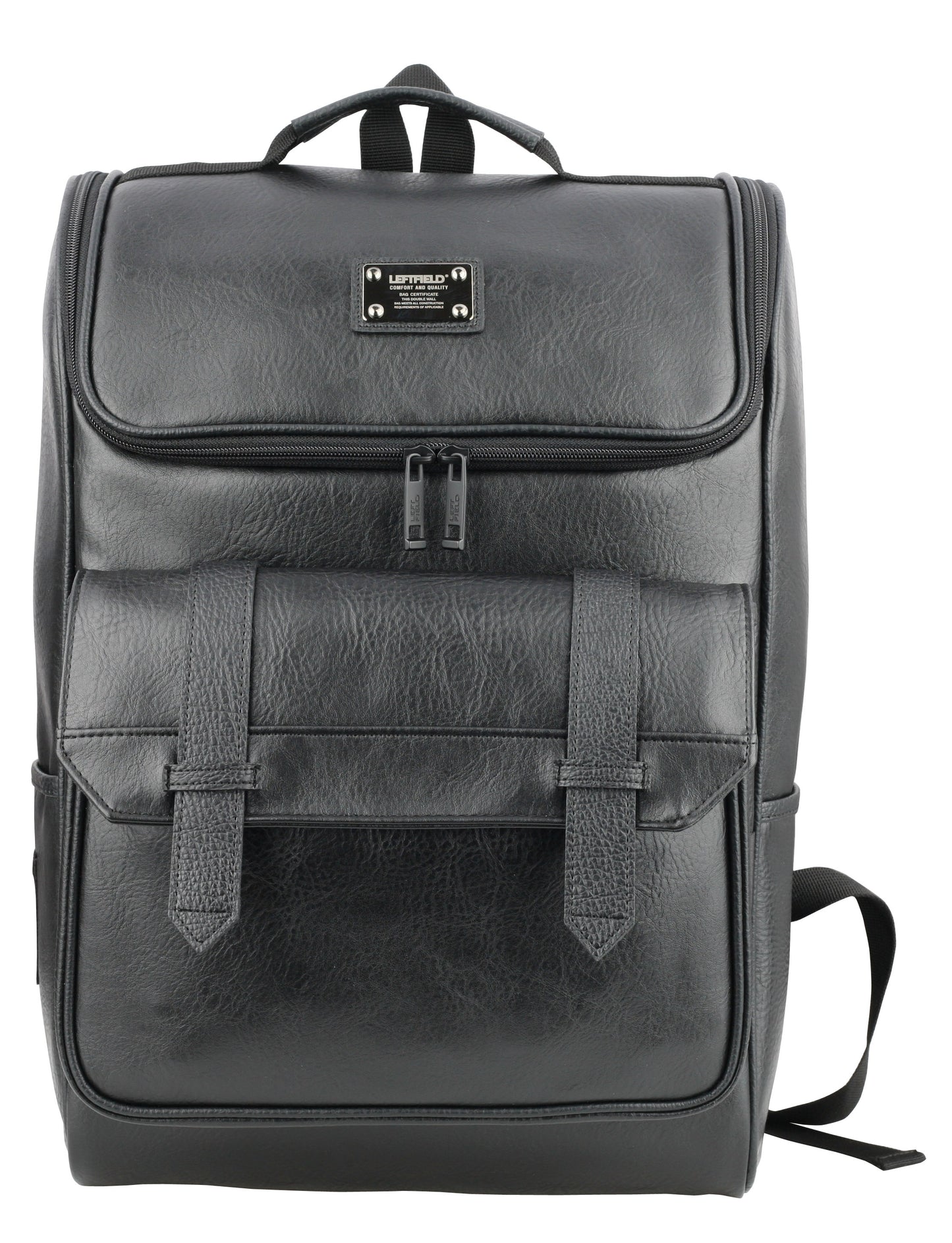 Black Vintage Washed Faux Leather Backpacks