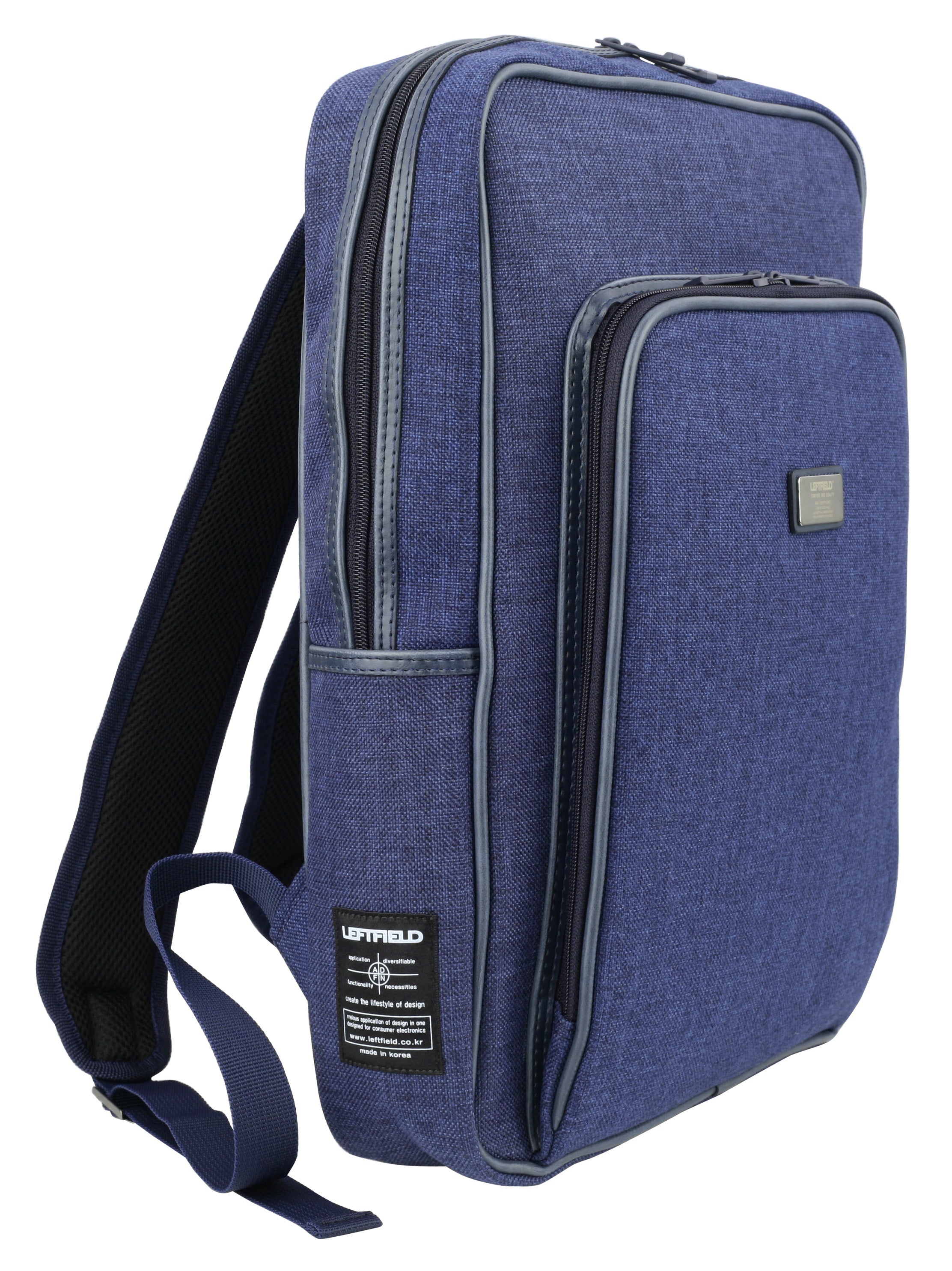 Navy Blue Canvas Square Business Casual Backpacks