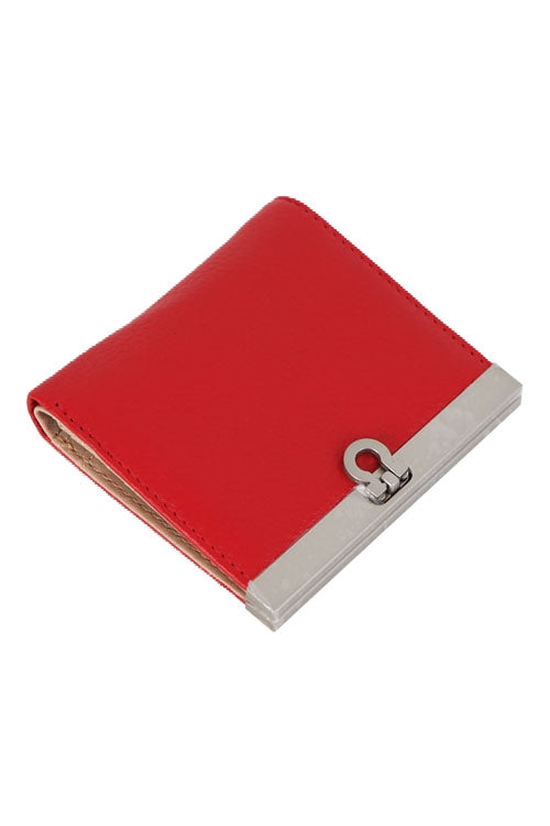 Red Genuine Cowhide Saffiano Leather Bifold Wallets