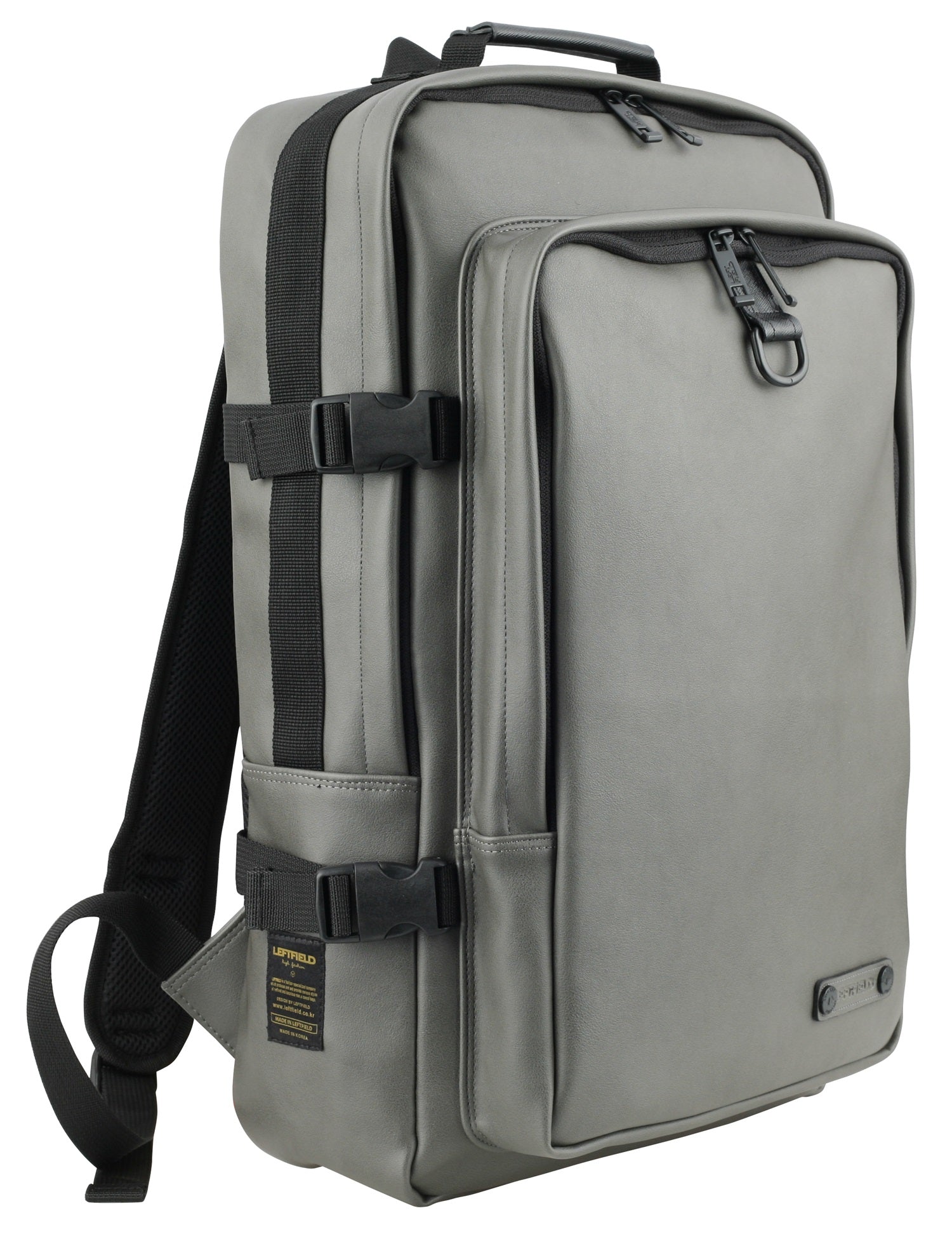 Grey Faux Leather Square Backpacks