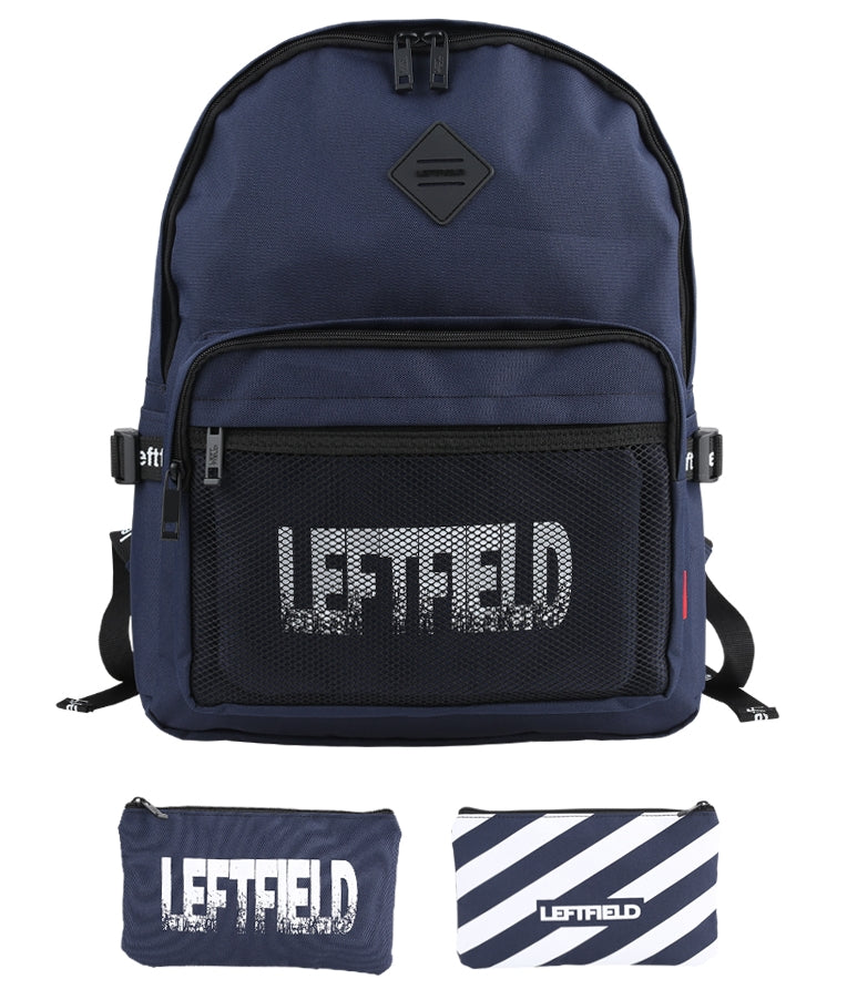 Navy Blue Casual Mesh Backpacks with Pouch