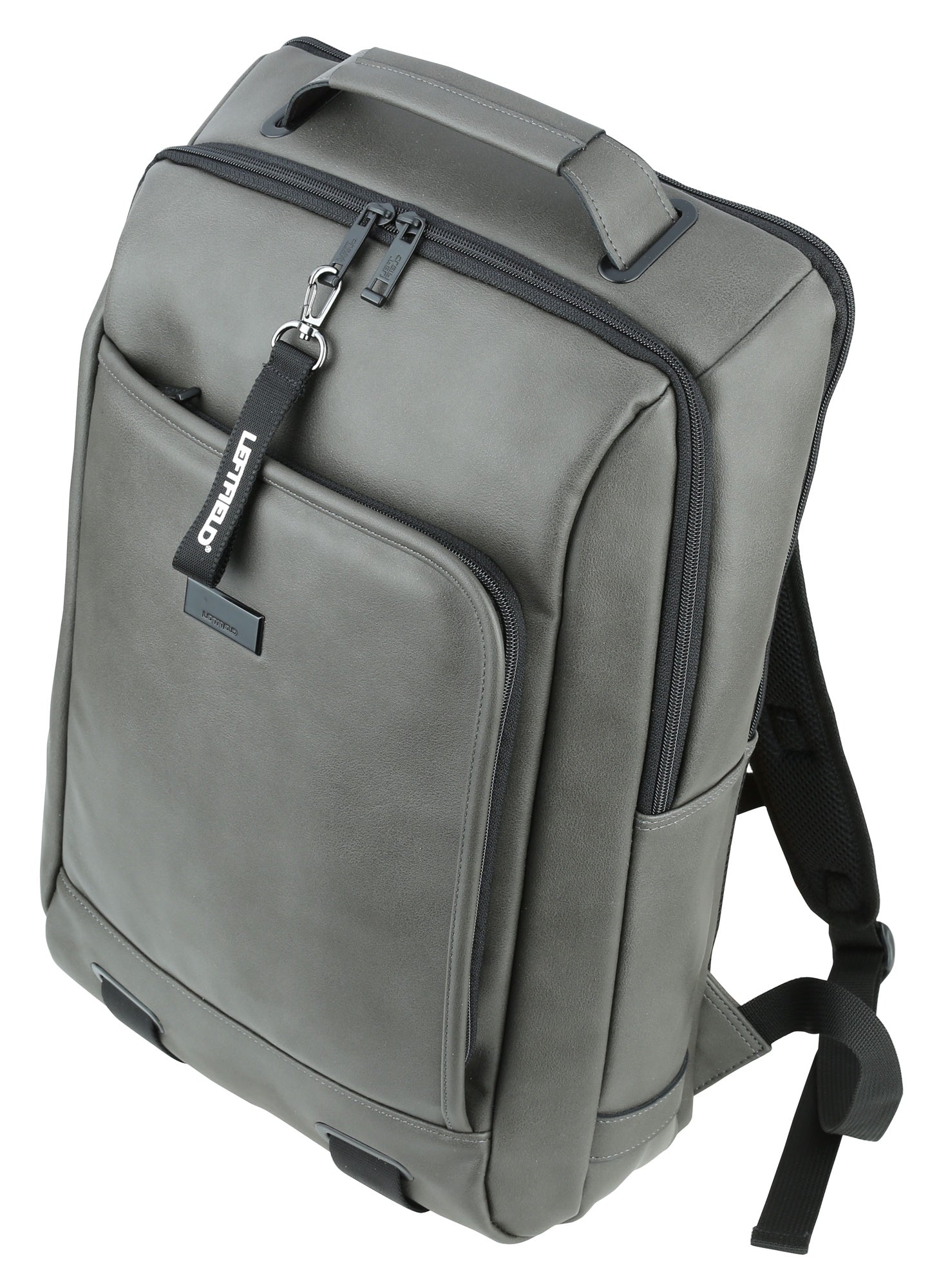 Grey Faux Leather Backpacks