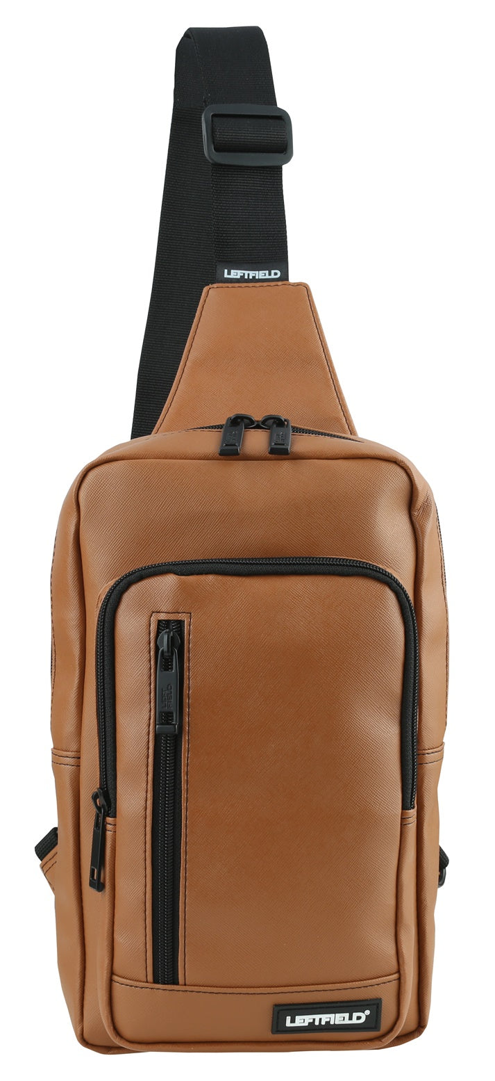 Tan Faux Leather Messengers Sling Bags