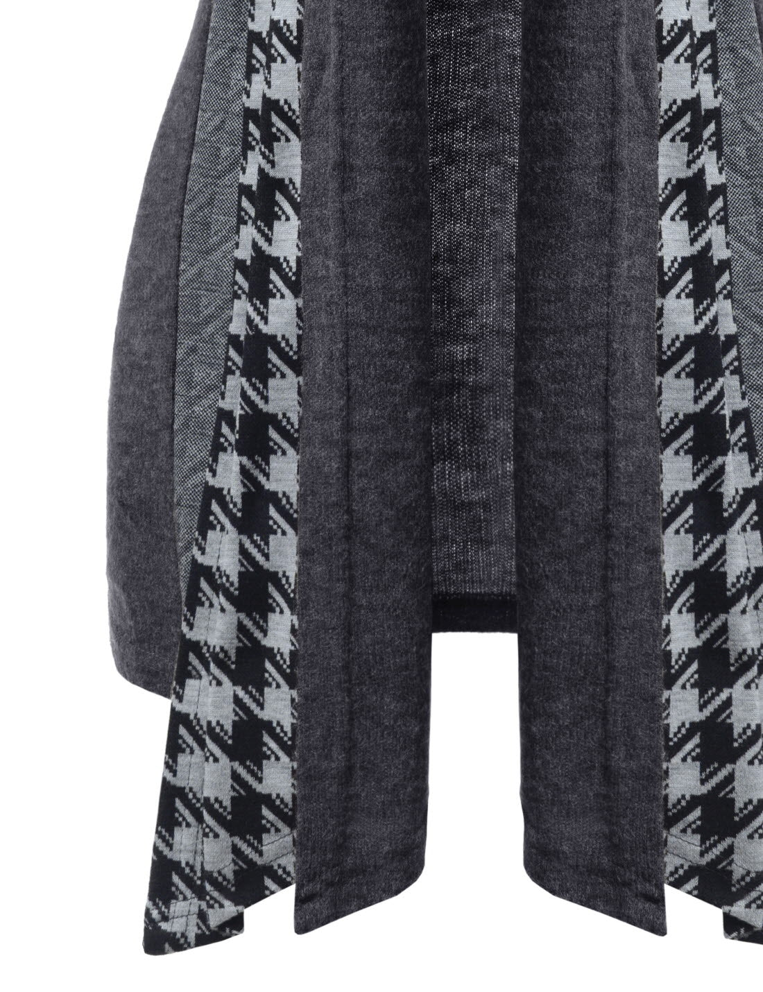 Charcoal Grey Houndstooth Shawl Collar Knitted Open Cardigans