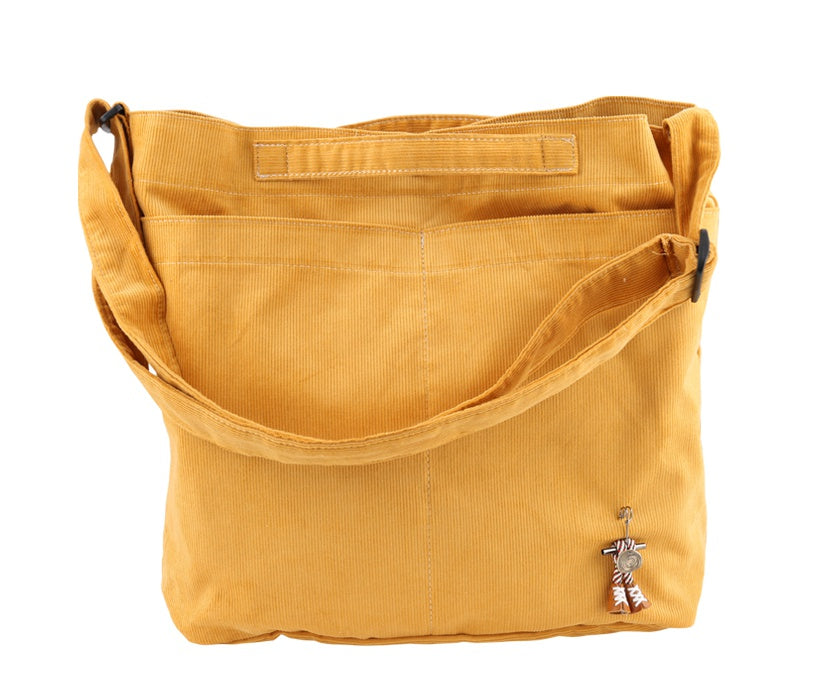 Yellow Corduroy Crossbody Bags