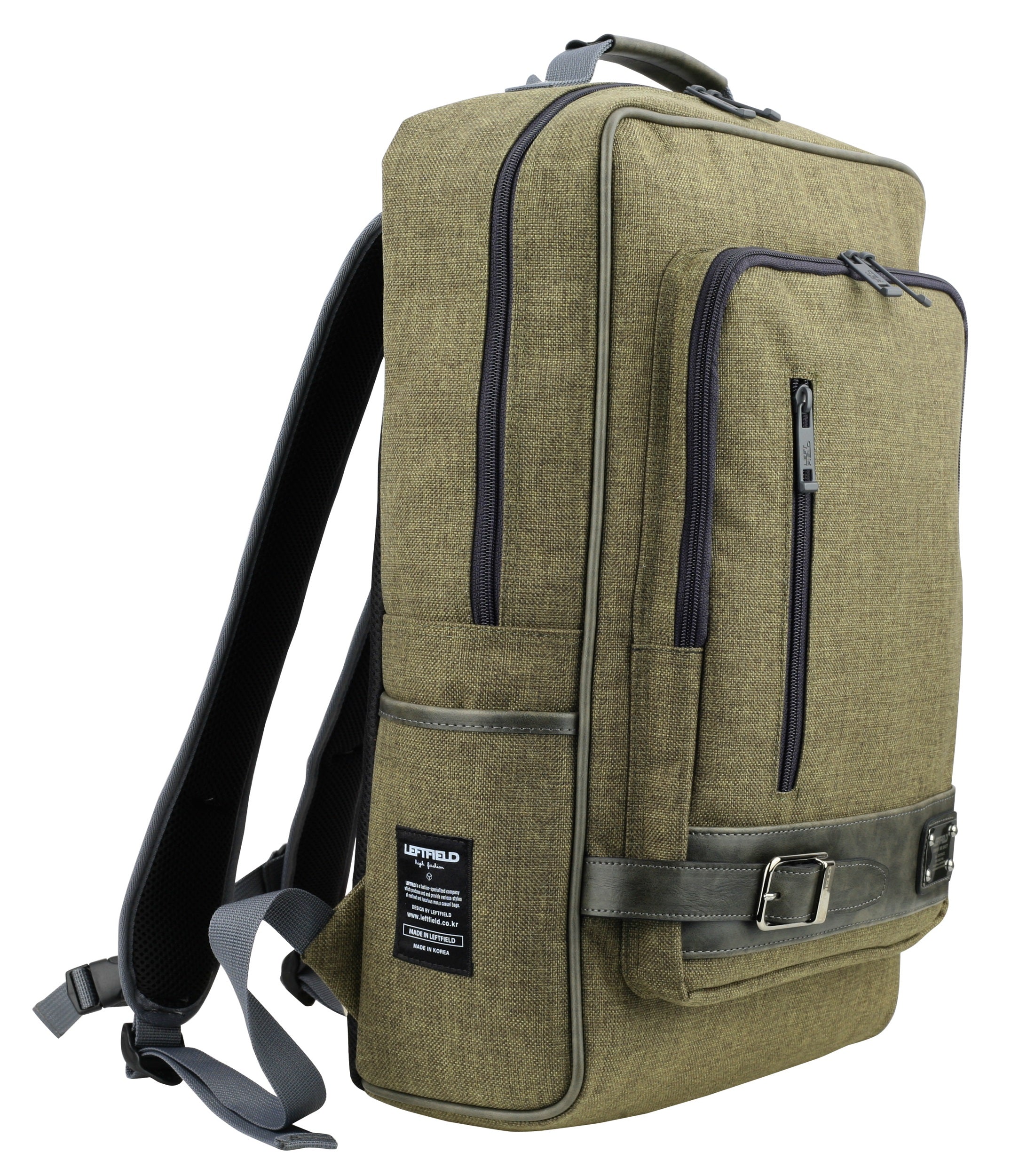 Khaki Green Canvas Casual Daypacks Laptop Backpacks