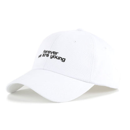 White Forever Young Graphic Baseball Caps