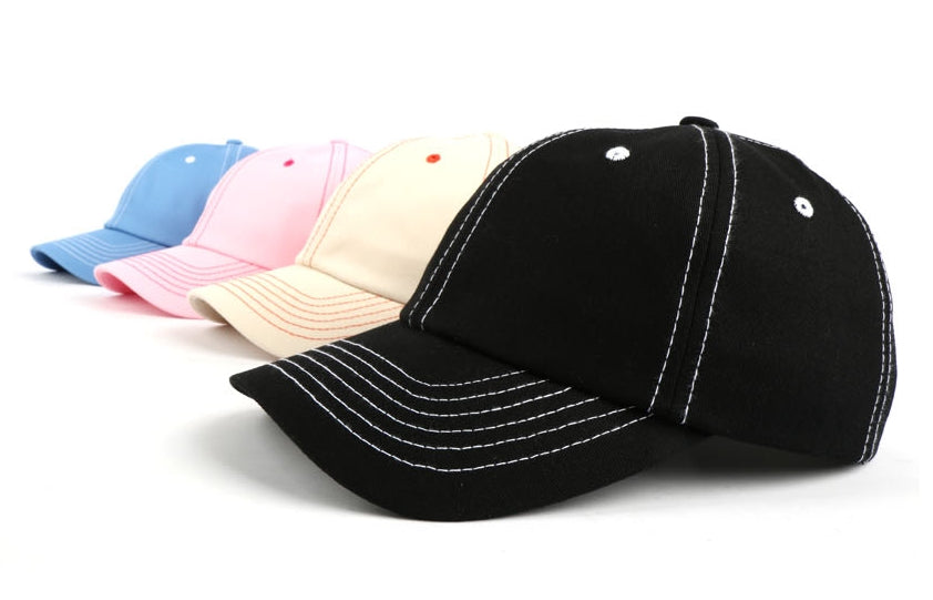 Black Contrast Stitch Baseball Caps
