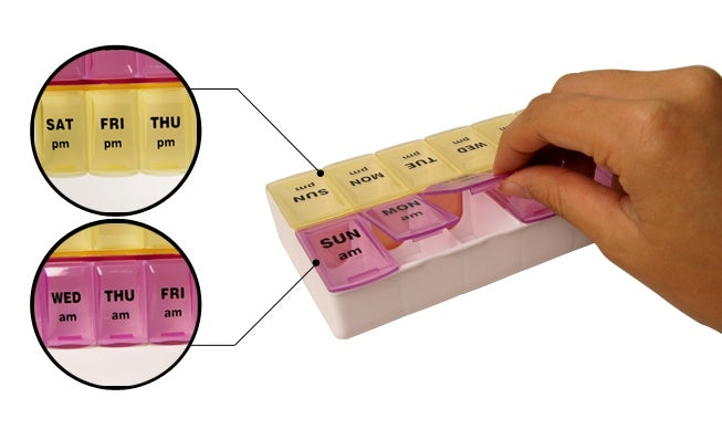 Weekly Pill Cases Boxes-Health Personal Care Organizers [Yellow/ Pink]