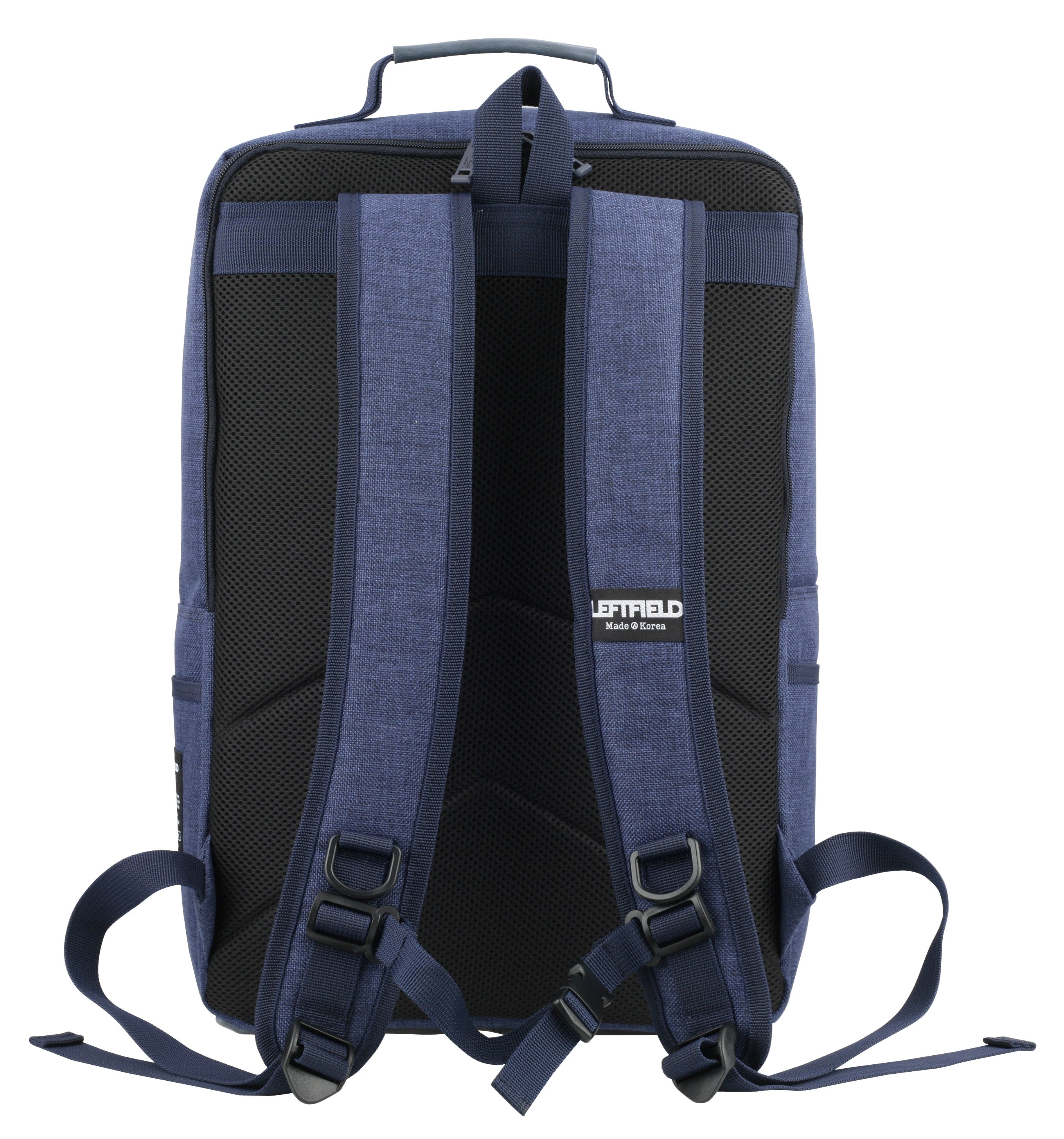 Navy Blue Diagonal Zipper Canvas School Backpacks