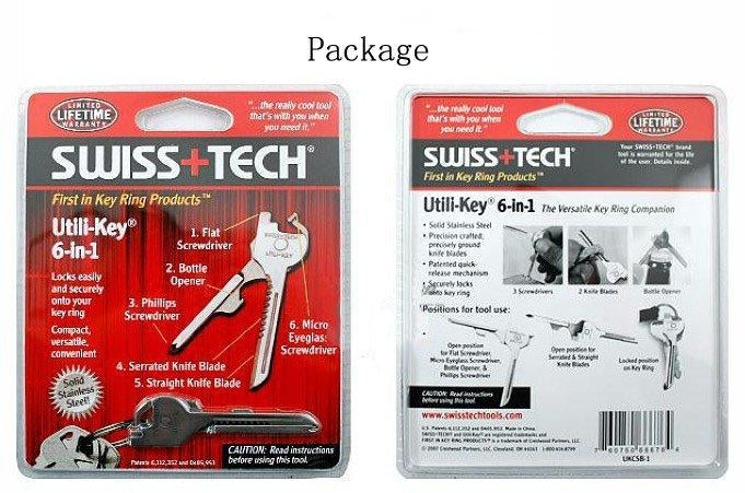 6-in-1 Swiss+Tech Utili-Key Tools Multi Screwdriver Opener stainless steel