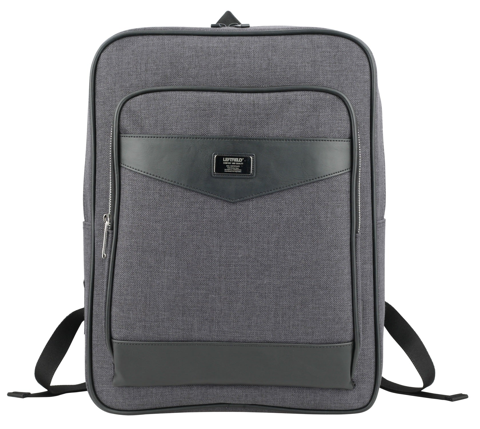 Black Canvas Faux Leather Paneled School Backpacks