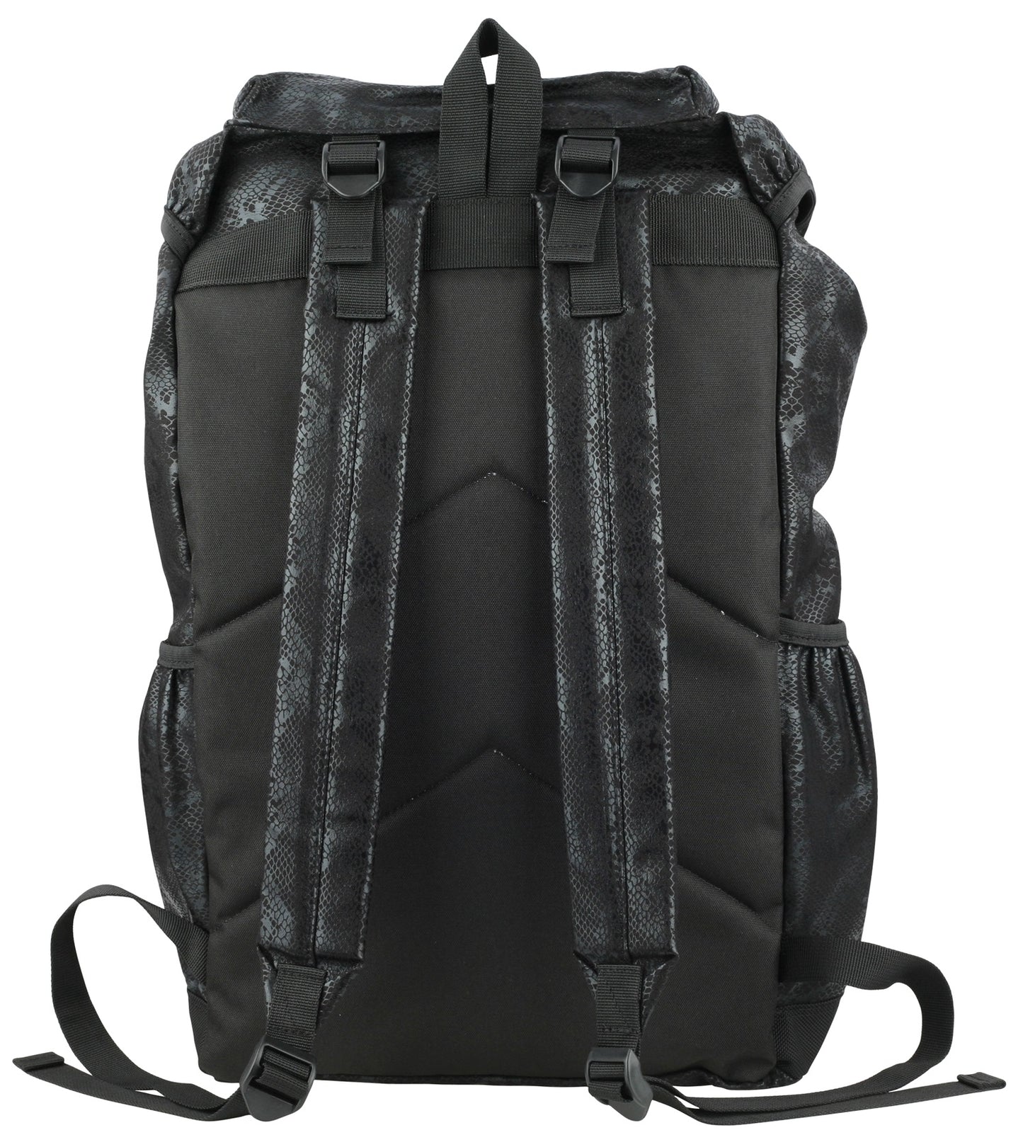 Black Snakeskin Patterned Synthetic Leather Backpacks Rucksacks