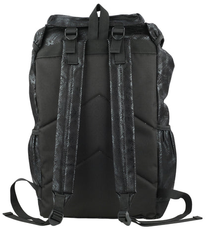 Black Snakeskin Patterned Synthetic Leather Backpacks Rucksacks