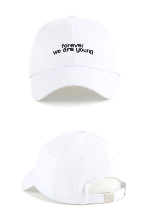 Beige Forever Young Graphic Baseball Caps
