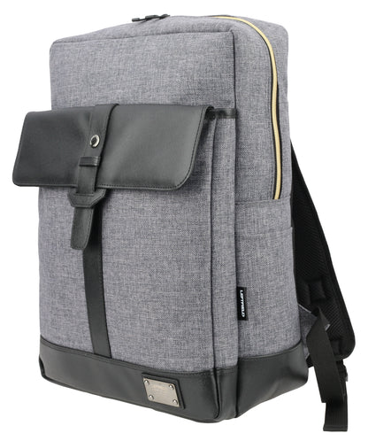 Gray Faux Leather Paneled Canvas Satchel Backpacks