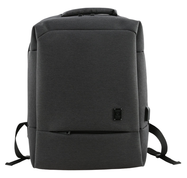 Black USB PORT Rechargeable Canvas Backpacks
