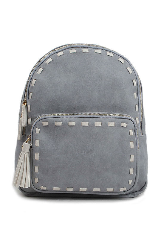 Gray Stitch Tassel Mini Backpacks
