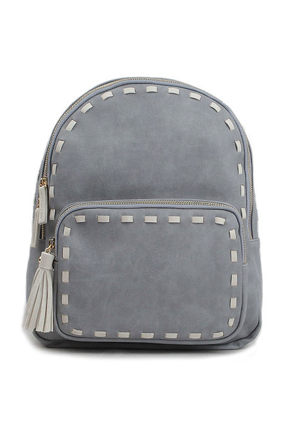 Gray Stitch Tassel Mini Backpacks