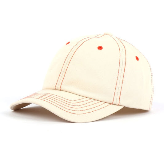 Beige Contrast Stitch Baseball Caps