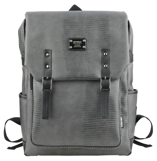 Grey Faux Leather School Laptop Satchel Backpacks
