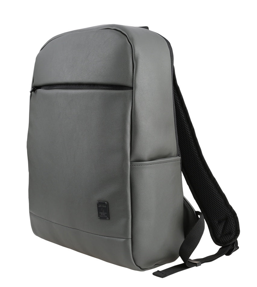 Grey Faux Leather Casual Backpacks