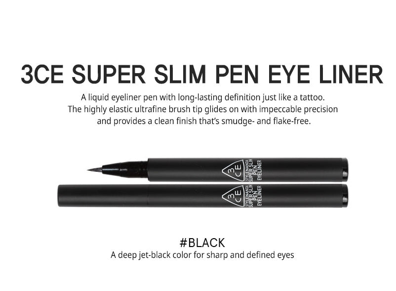 STYLENANDA 3CE SUPER SLIM PEN EYE LINER Black Long Lasting Cosmetics