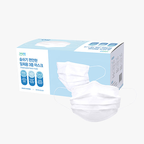 SAYEE Adults Disposable Face Masks Dental Earloop 3 Ply Earloop Korea