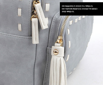 Gray Stitch Tassel Mini Backpacks
