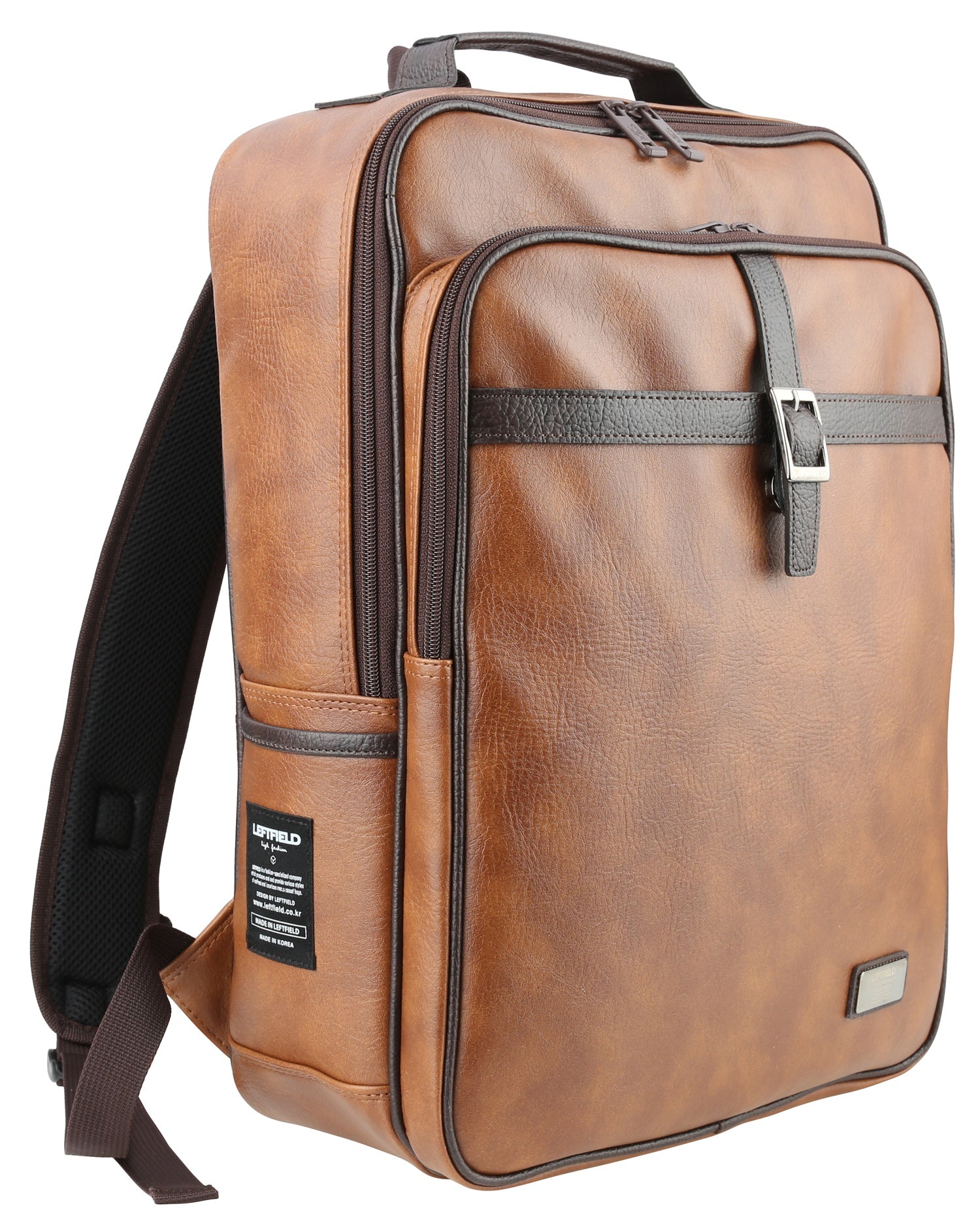 Tan Vintage Faux Leather Casual Daypacks Backpacks
