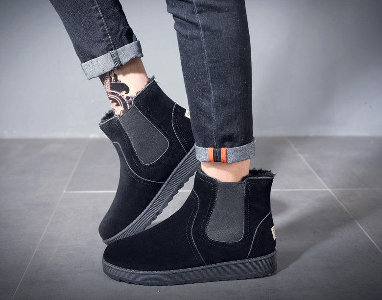 Black Fur Chelsea Boots Shoes