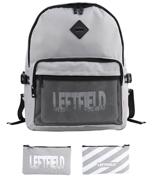 Gray Casual Mesh Backpacks with Pouch