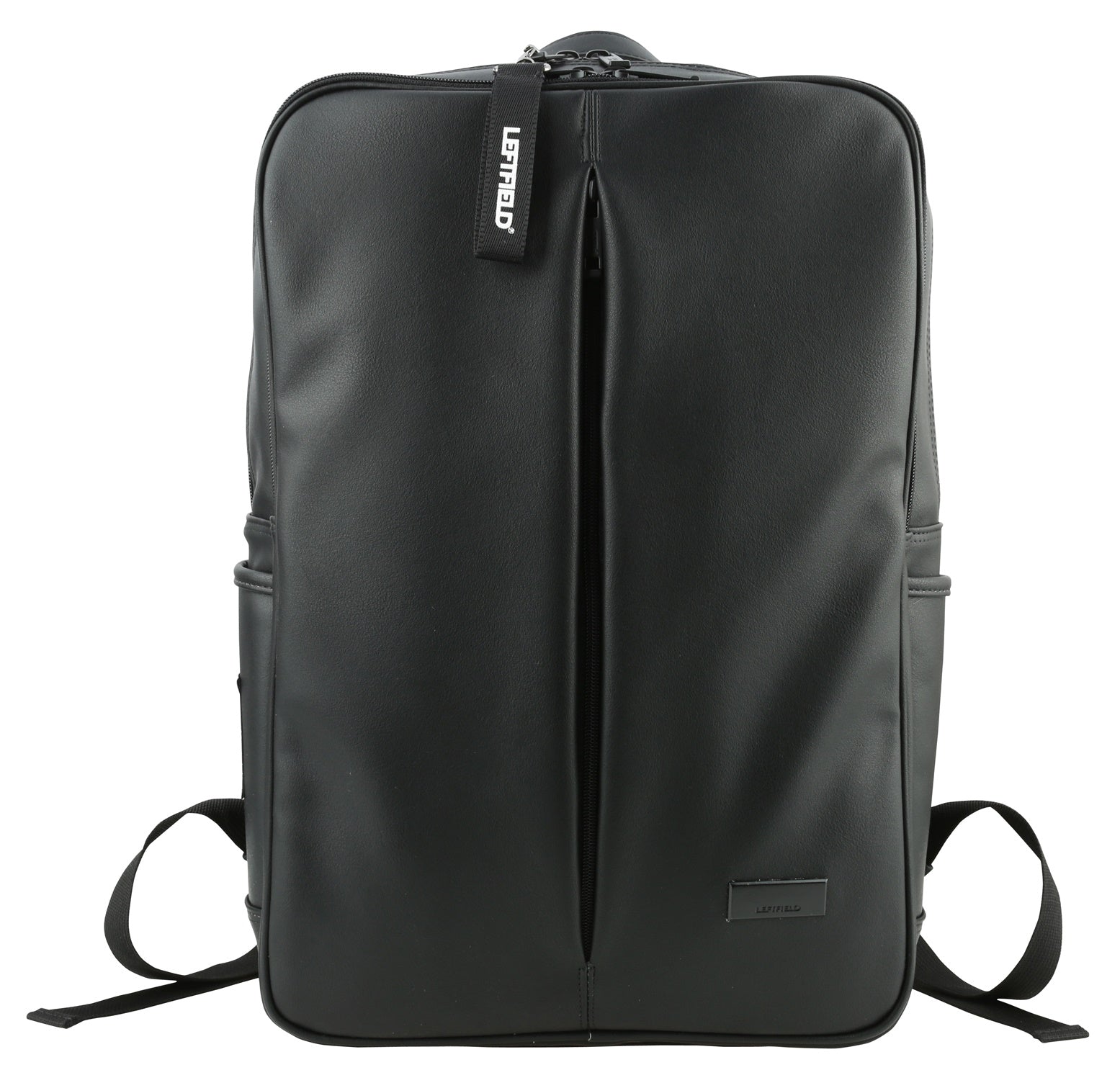 Black Vertical Line Zipper Faux Leather Backpacks