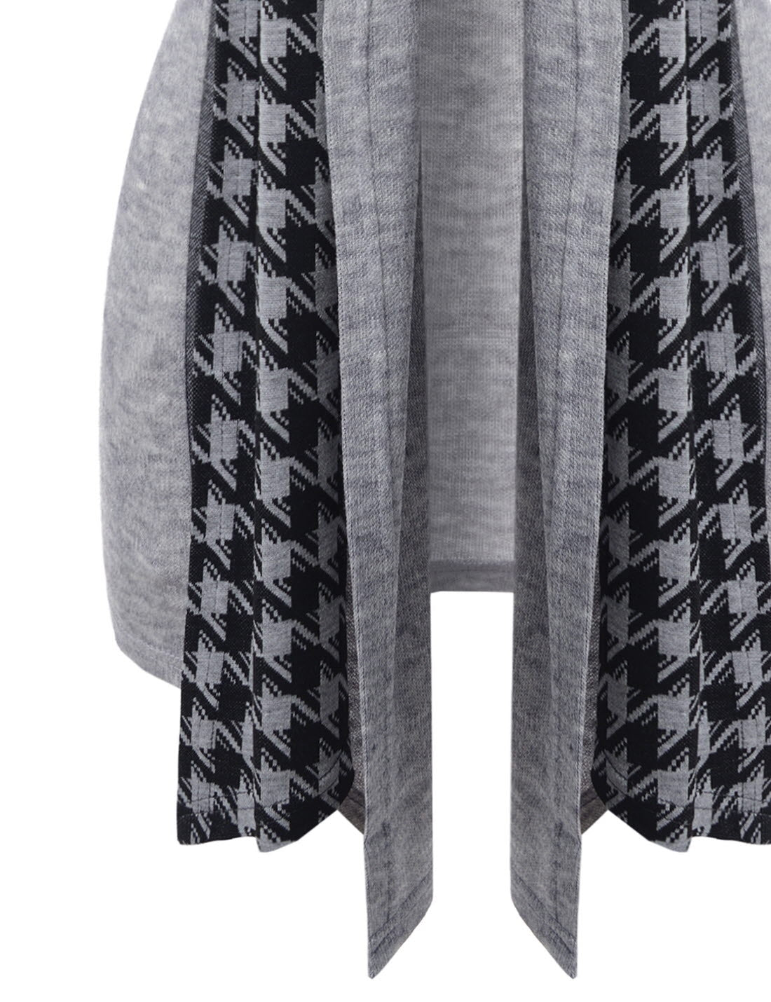 Heather Gray Houndstooth Shawl Collar Knitted Open Cardigans