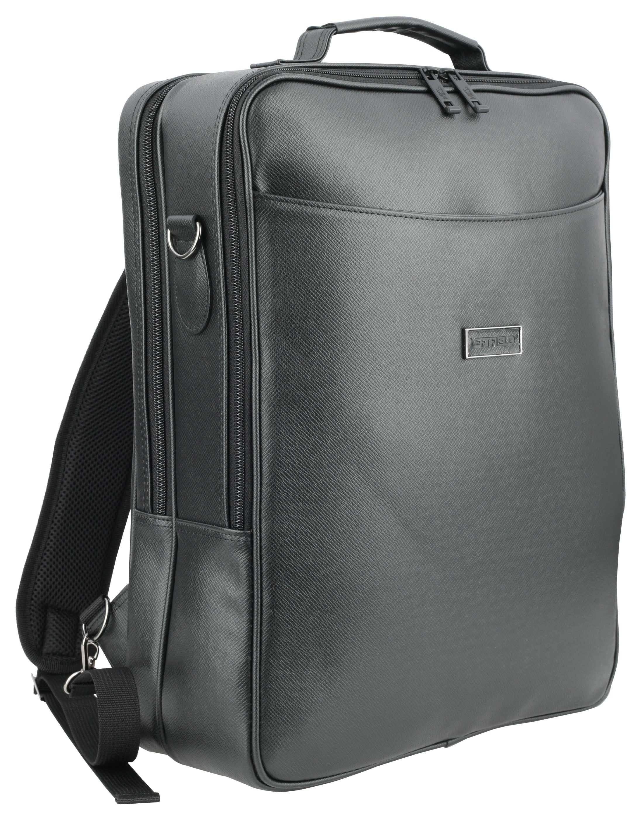 Black Faux Leather Laptop Backpacks