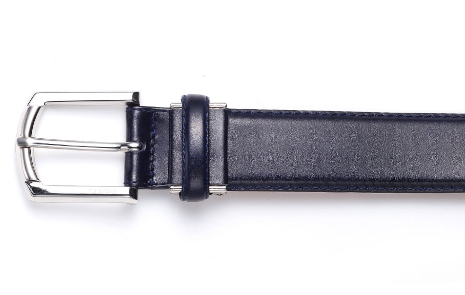 Navy Blue Classic Soft Genuine Italy Calf Leather Belts